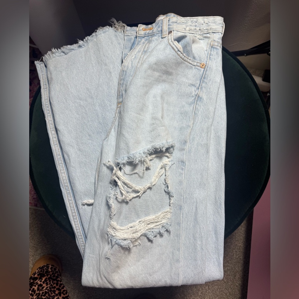 Zara denim Ripped high waist baggy Jeans